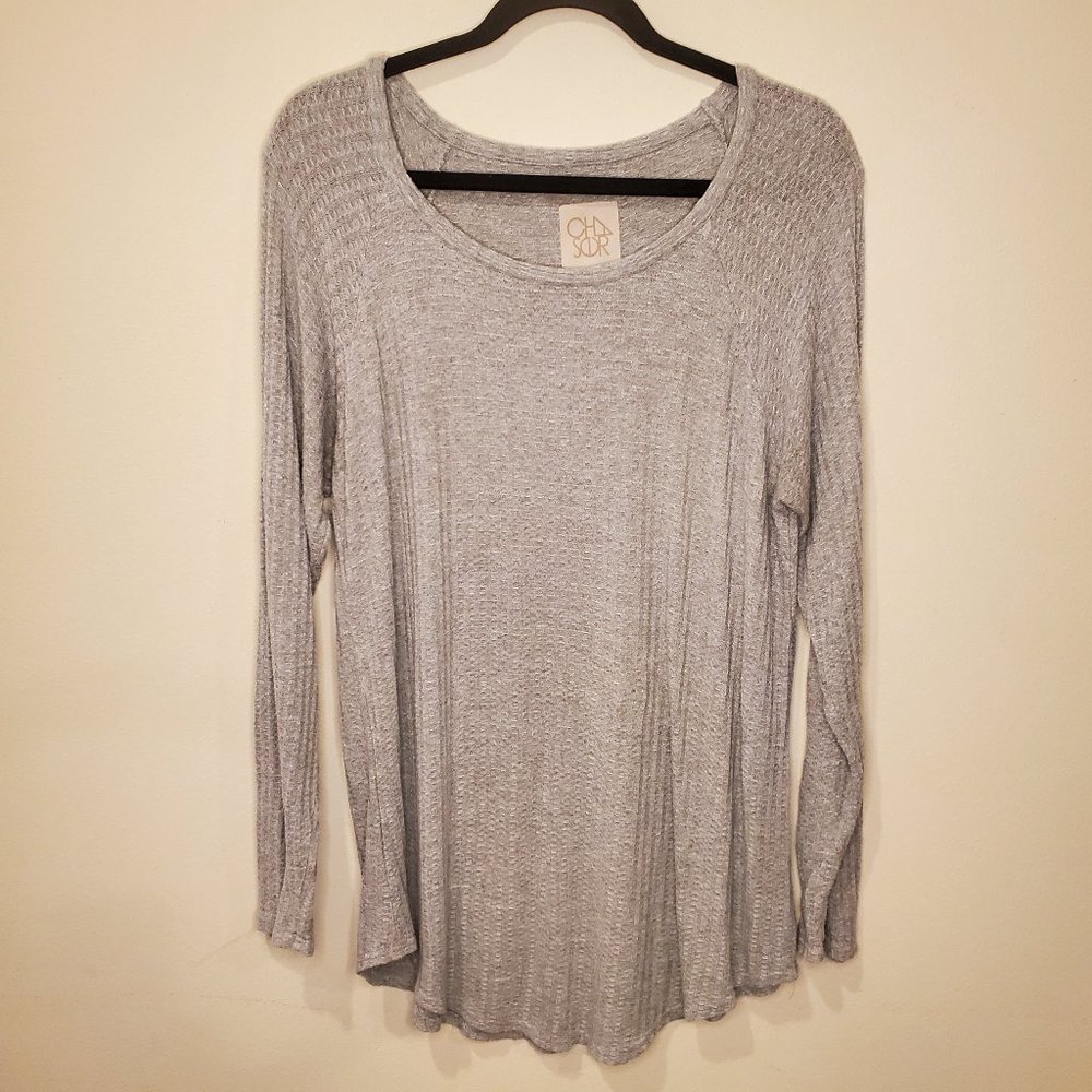Chaser classic Gray Waffle knit tunic top XL
